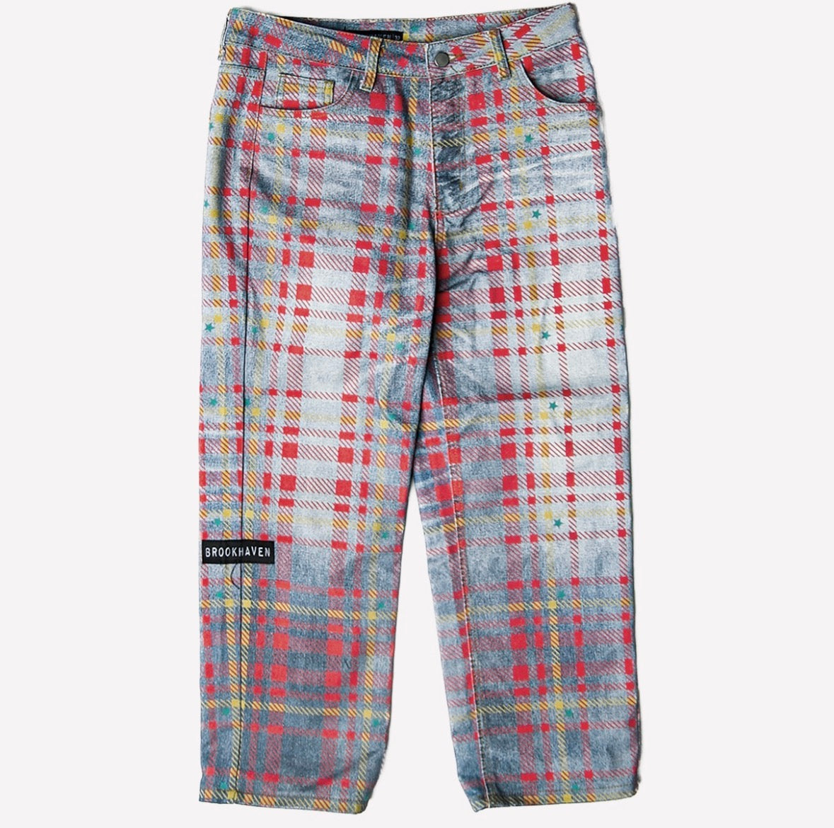 Plaid Denim Pants